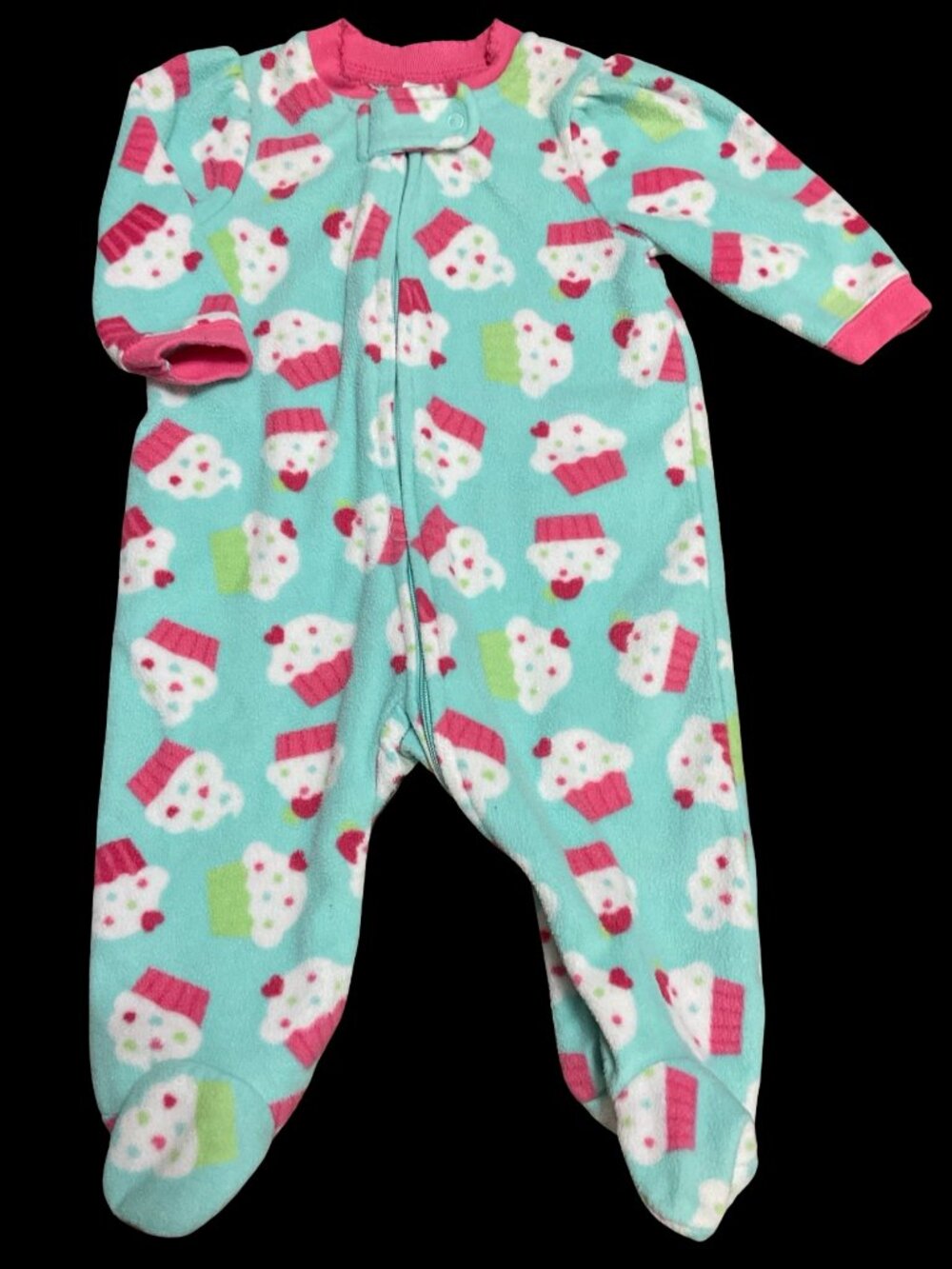 Teal Cupcake Print Fleece Sleeper